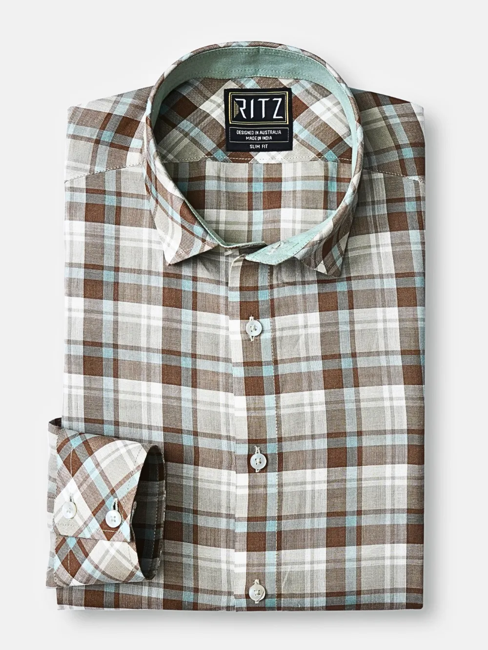 Sustainable, 100% Hemp Shirt - Light Brown And Olive green - Image 3