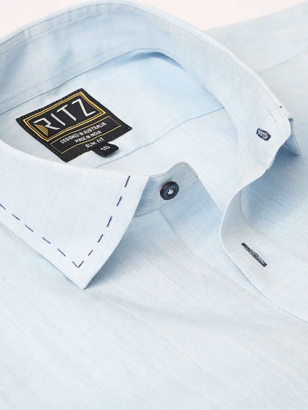 Sustainable - 100% Hemp Plain Aquamarine Shirt with Out-Stitch