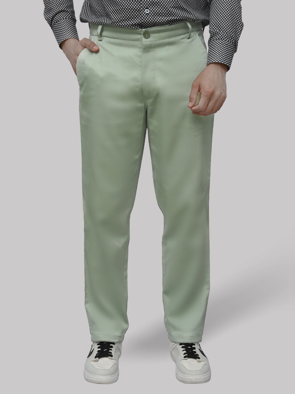 Cotton Chino with Jacquard Weave and Extra Stretch - Light Pistachio