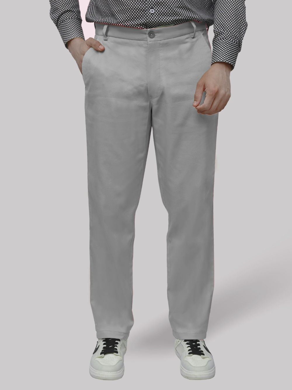 Cotton Chino with Box Weave and Extra Stretch - Moonstone Gray