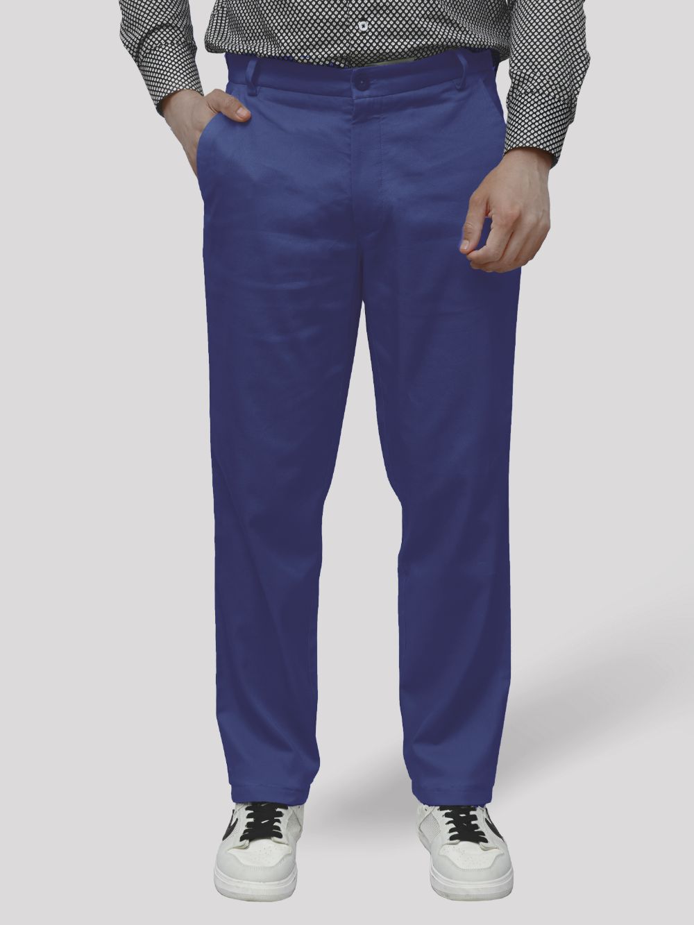 Cotton Chino with Jacquard Weave and Extra Stretch - Indigo