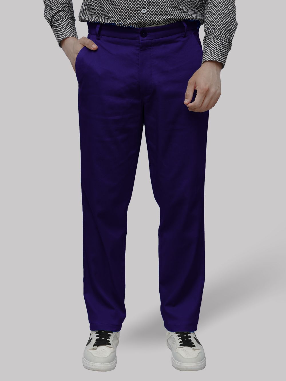 Cotton Chino with Twill Weave and Extra Stretch - Navy with Red and Blue Accent