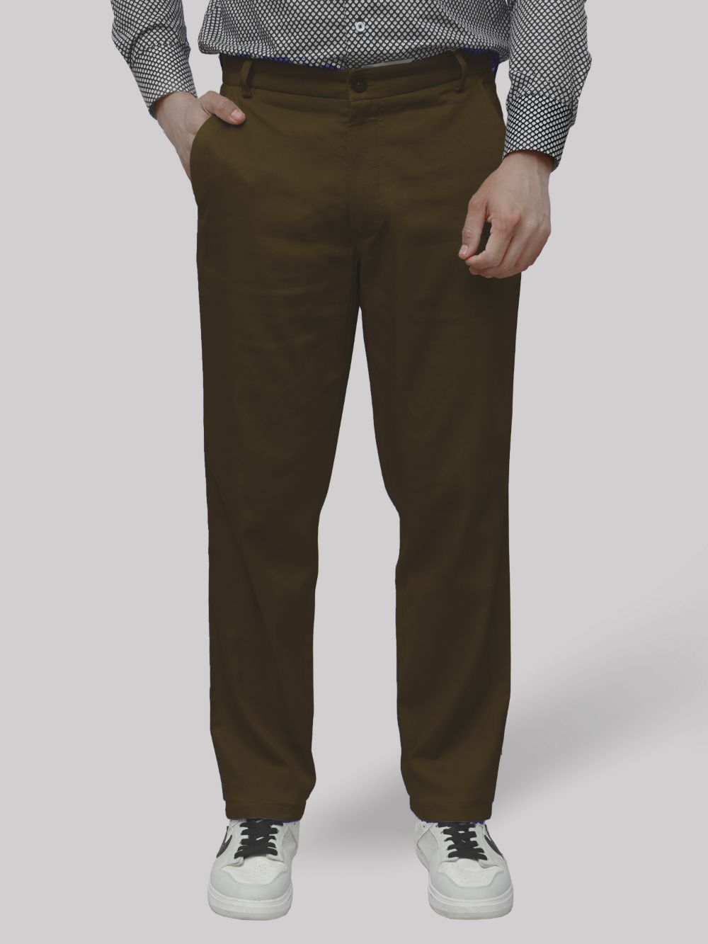 Cotton Chino with Jacquard Weave and Extra Stretch - Mocha