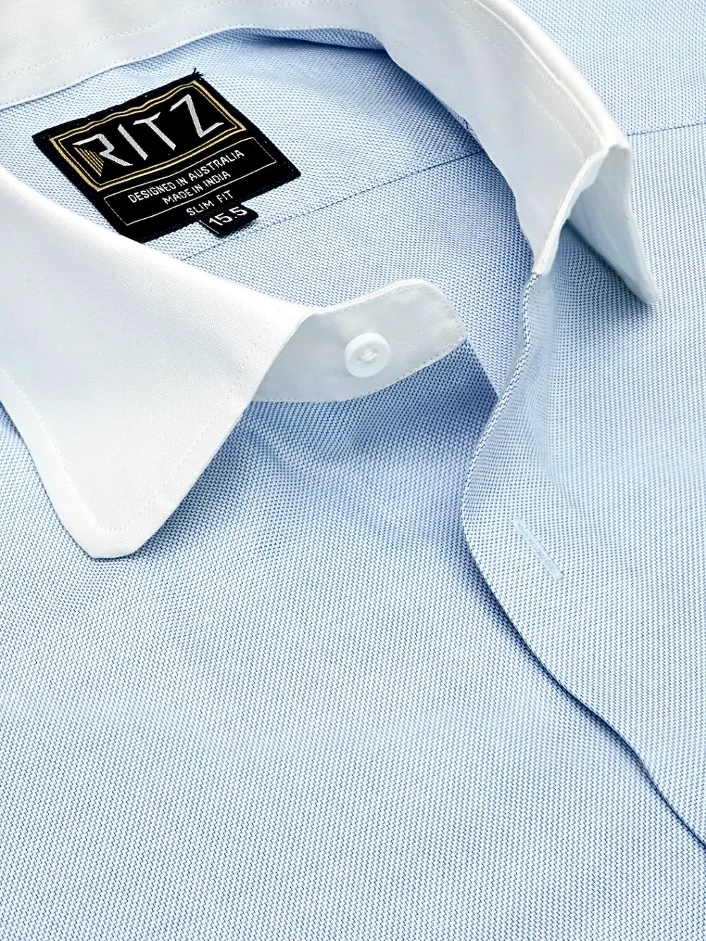 Non-Iron 100% Cotton Sky Blue Shirt - Twill Weave