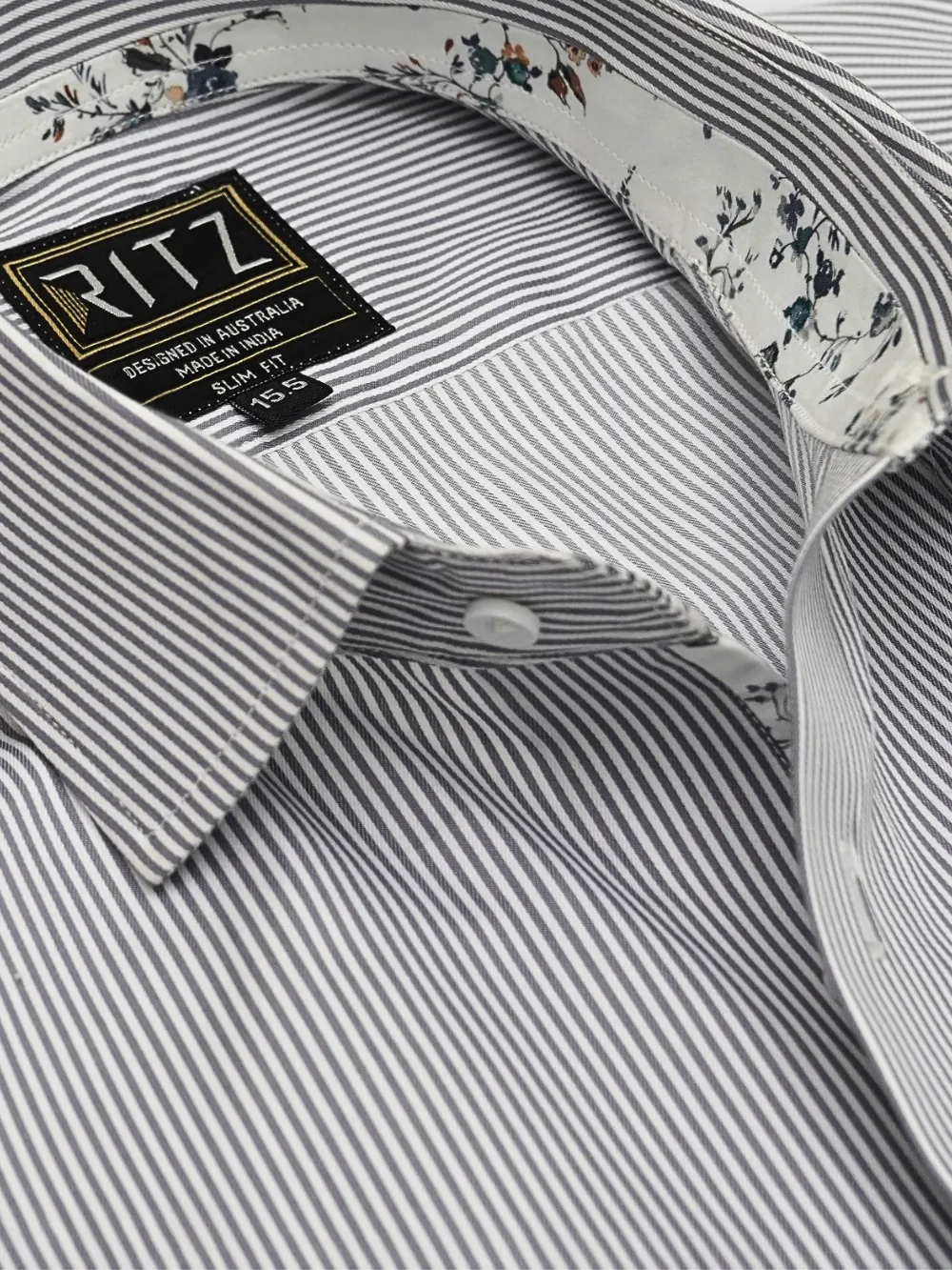 Non-Iron Pure Cotton Grey Stripped Shirt - Jacquard Weave