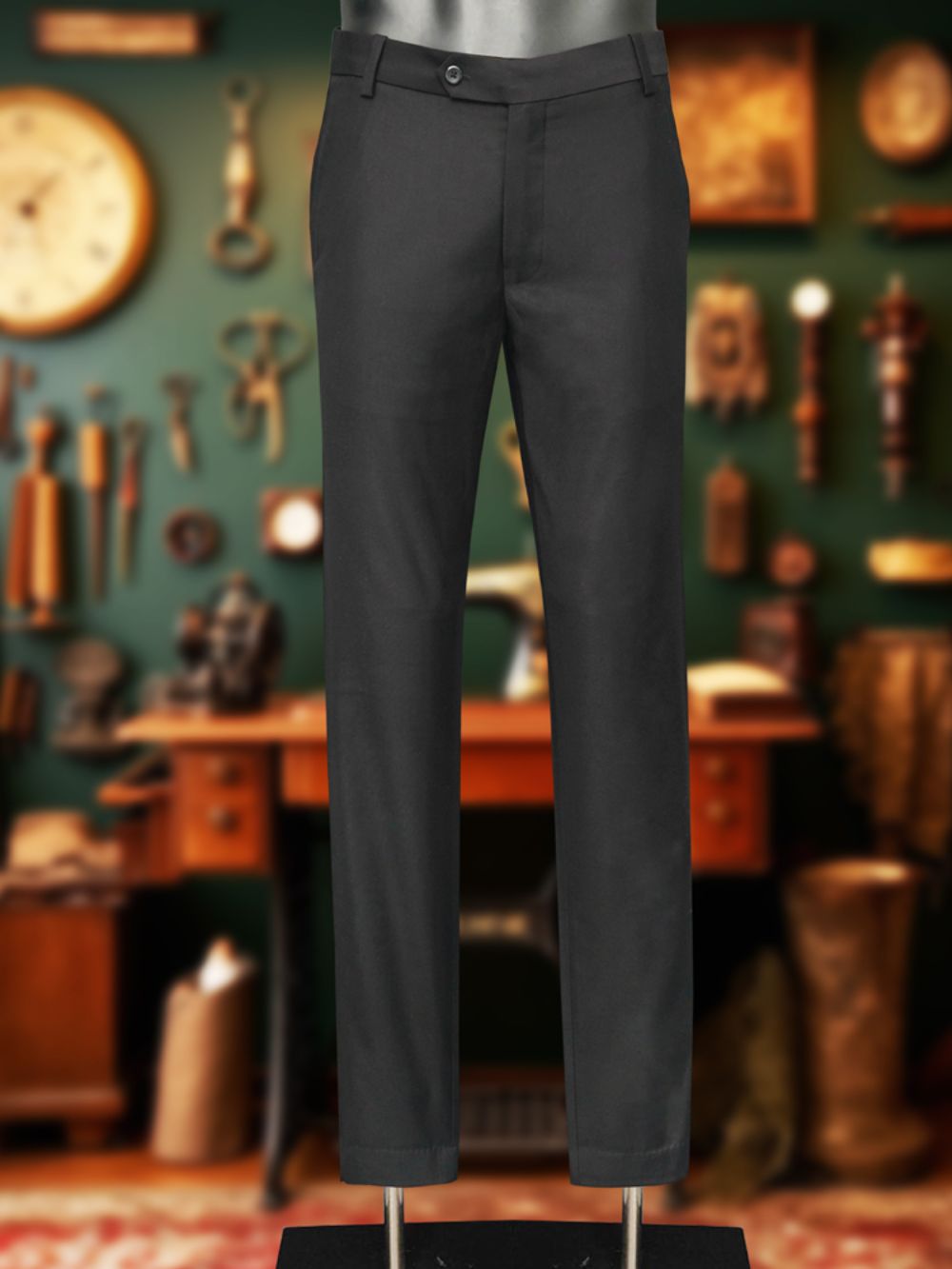 Luxury Viscose Trousers with Satin Weave - Black
