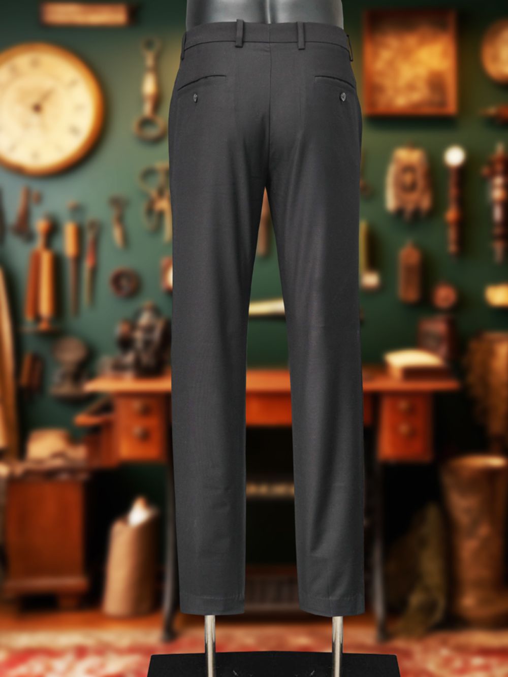 Luxury Viscose Trousers with Satin Weave - Black - Image 2