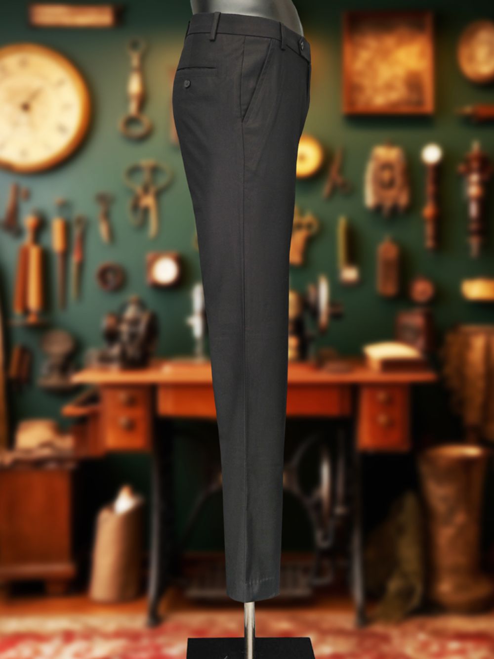 Luxury Viscose Trousers with Satin Weave - Black - Image 3