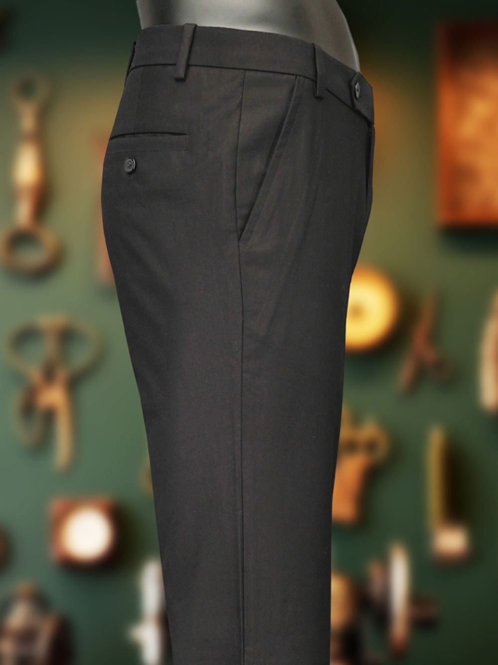 Luxury Viscose Trousers with Satin Weave - Black - Image 6