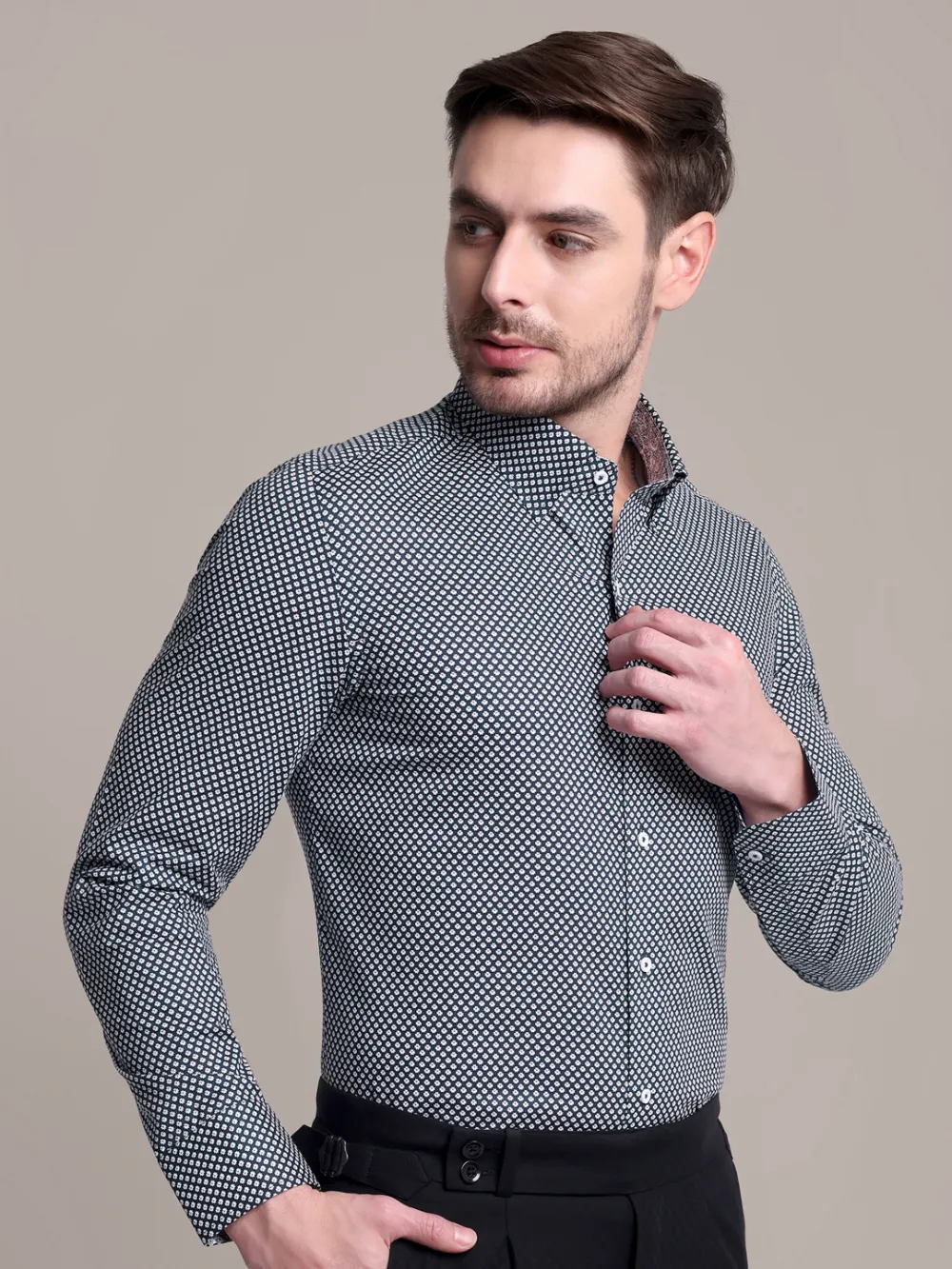 Non-Iron Snow Flowers Shirt - Plain Weave