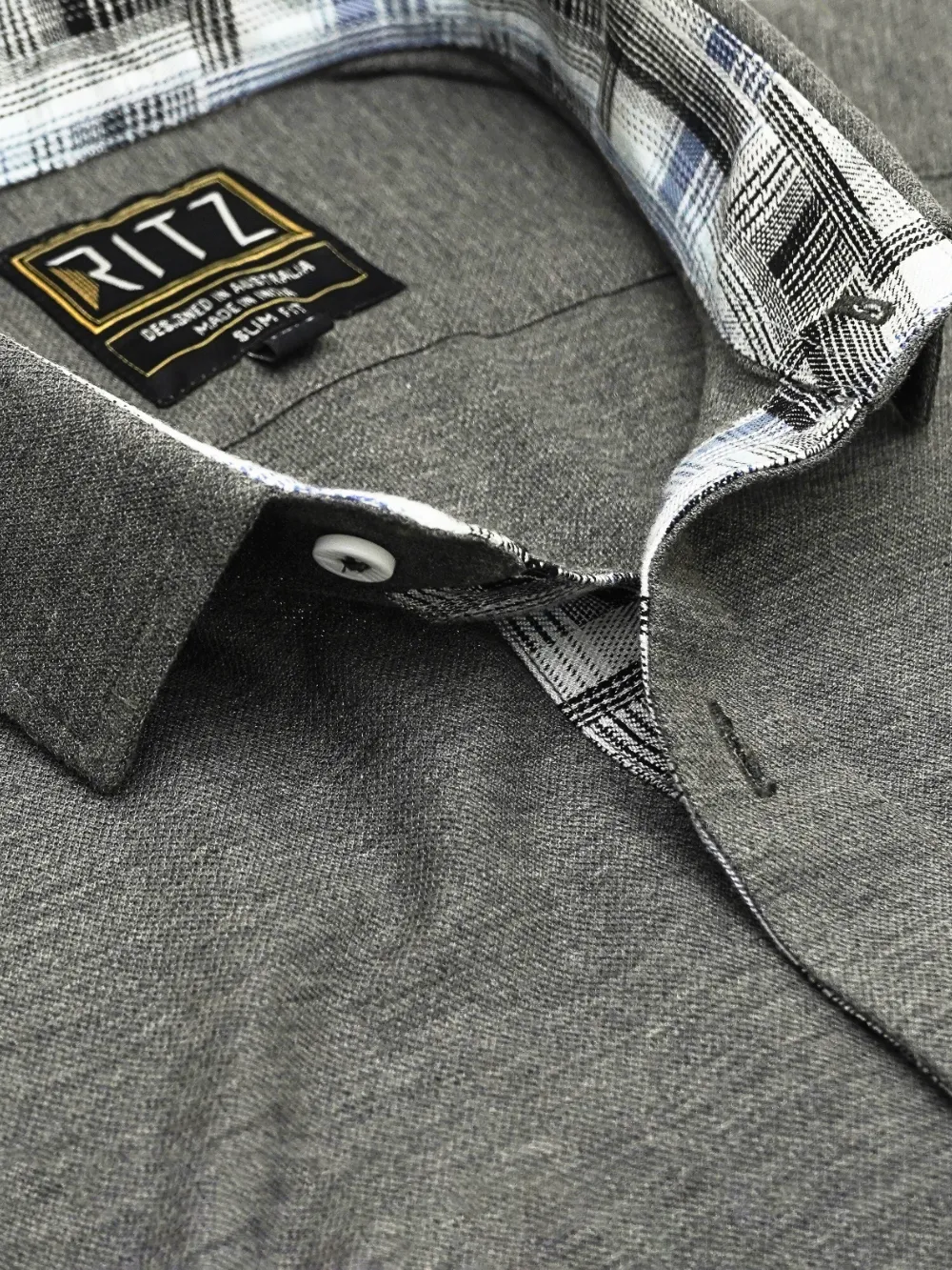 Non-Iron Solid Gray Shirt With 100% Cotton Fabric - Extra Stretch