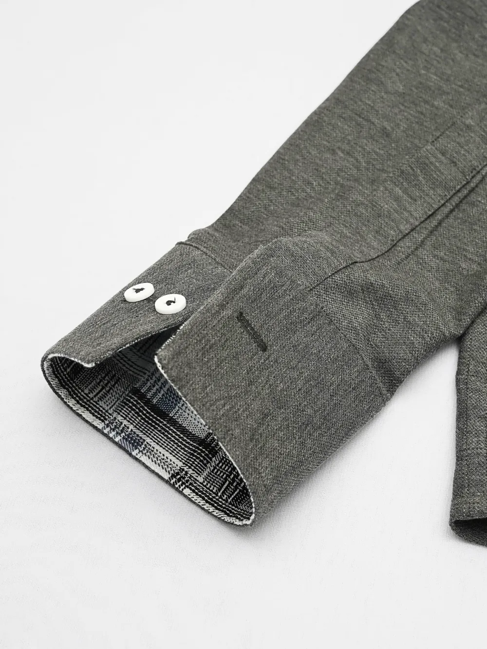 Non-Iron Solid Gray Shirt With 100% Cotton Fabric - Extra Stretch - Image 3