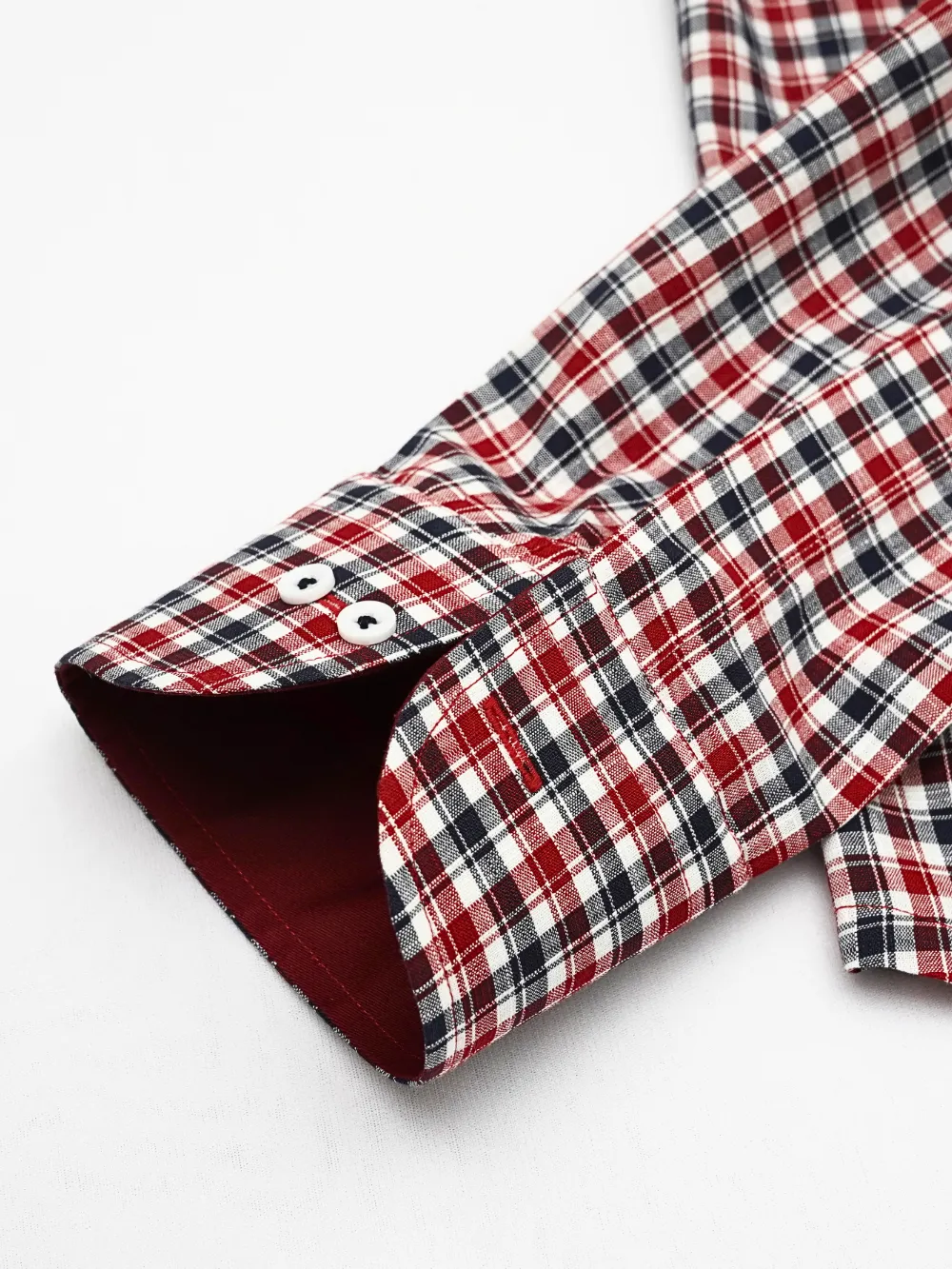 Maroon Checked Pure Cotton Shirt with Contrast Details - Image 3