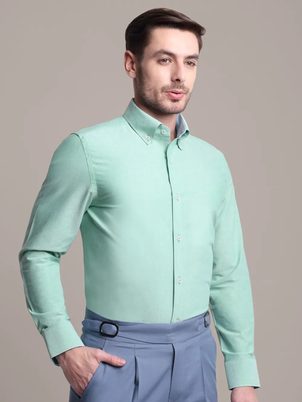 Oxford Button down Collar Shirt - Green
