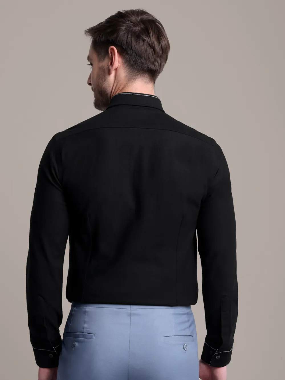 Non-Iron Stretch New Moon Shirt - Piqué Knit Weave - Image 9