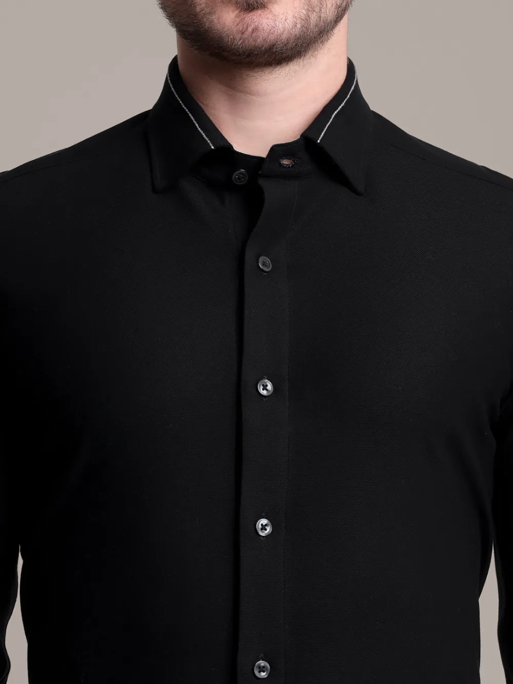 Non-Iron Stretch New Moon Shirt - Piqué Knit Weave - Image 8