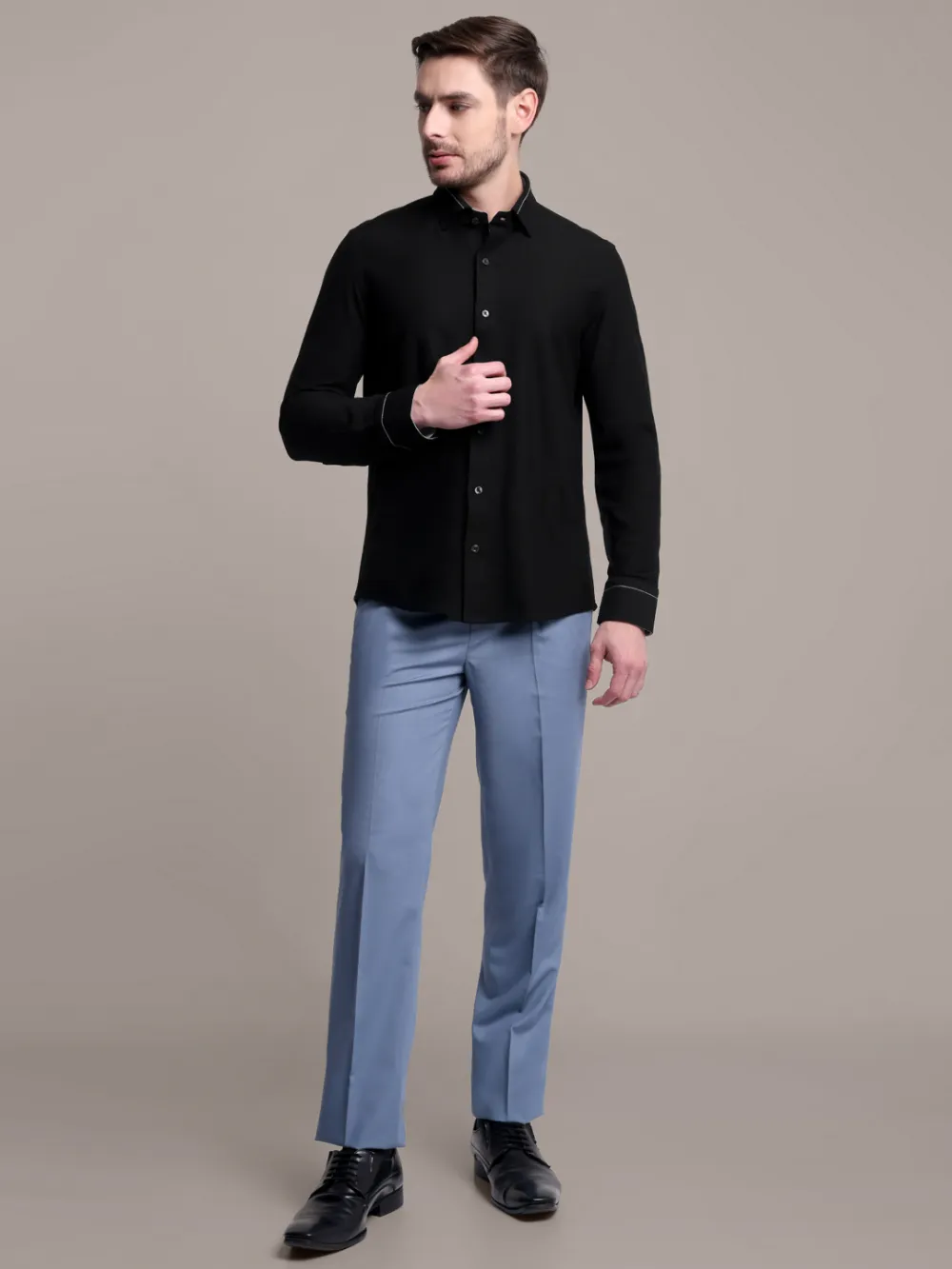 Non-Iron Stretch New Moon Shirt - Piqué Knit Weave - Image 7
