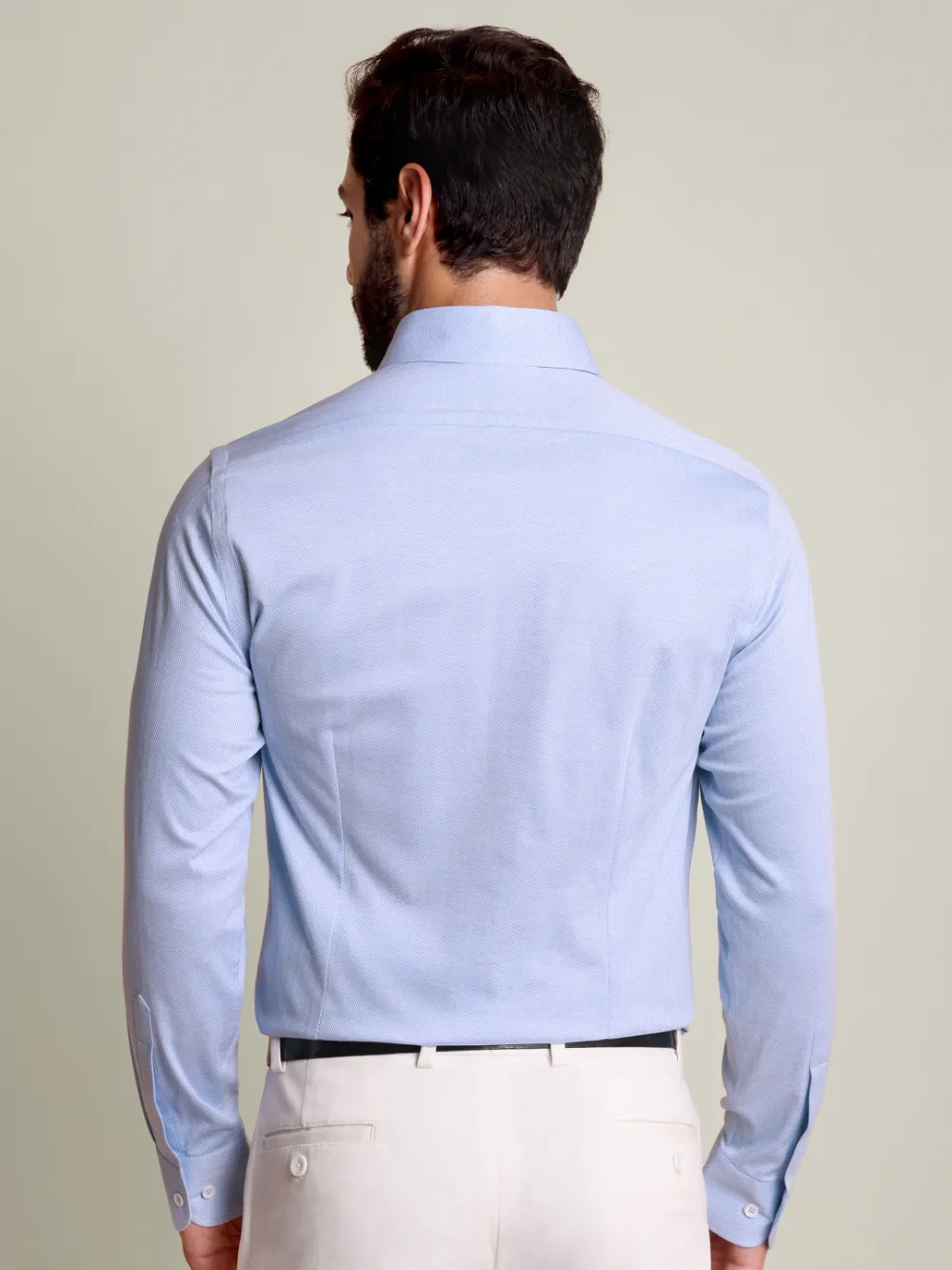 Non-Iron Stretch Frost Herringbone Print Shirt - Image 8