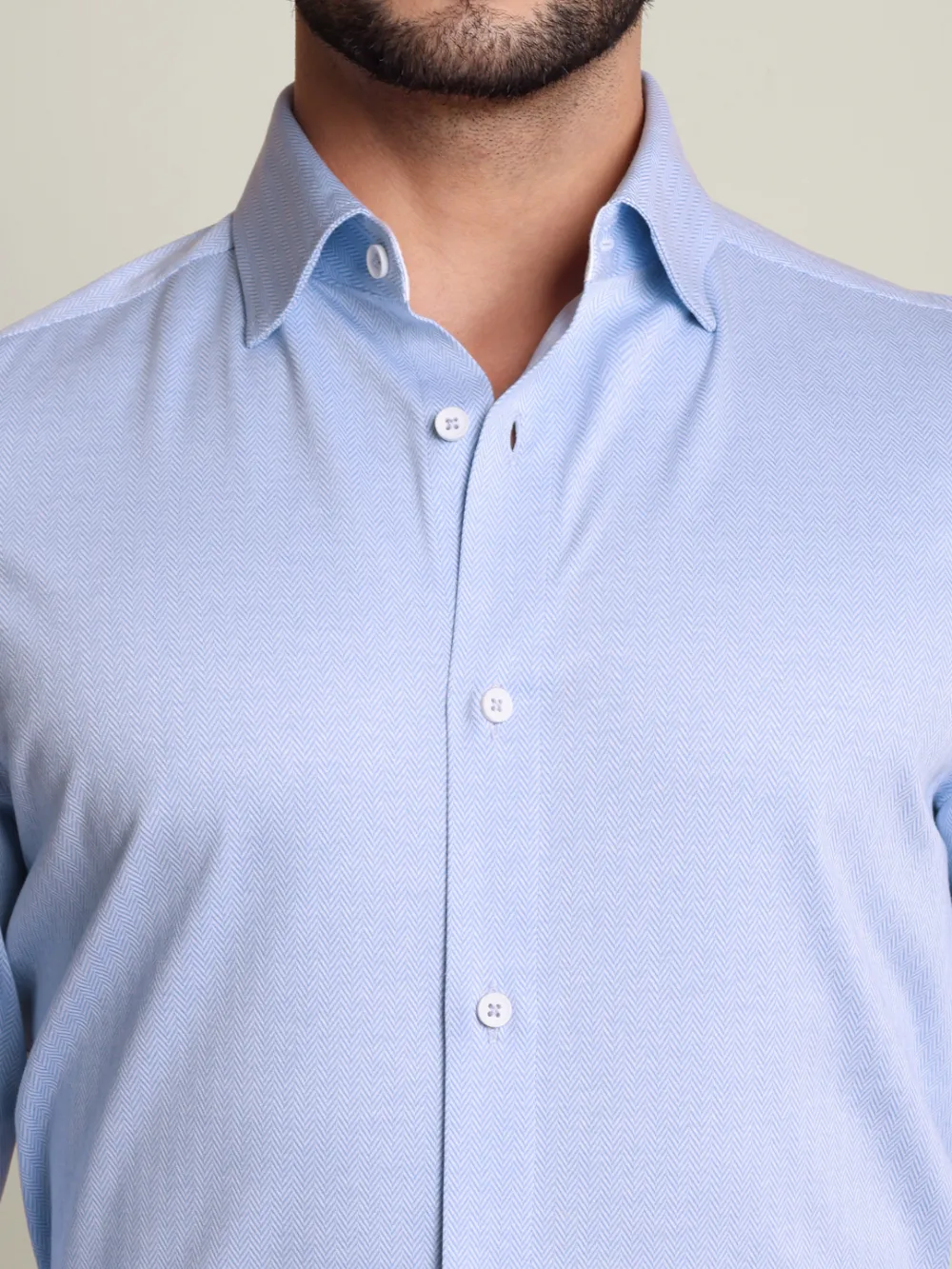 Non-Iron Stretch Frost Herringbone Print Shirt - Image 9