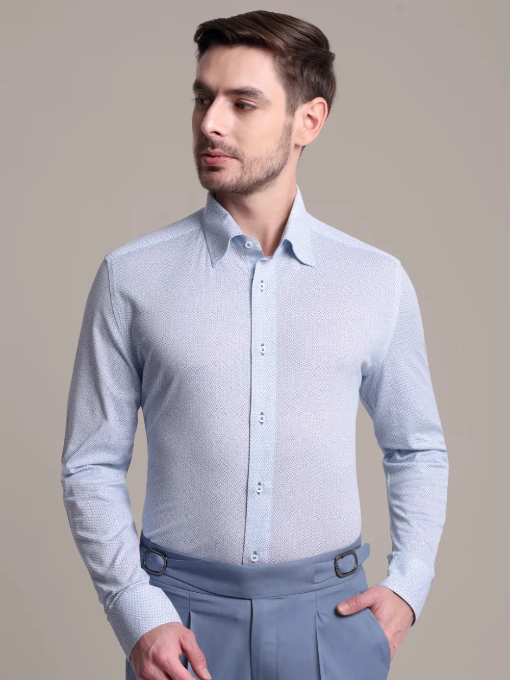 Non-Iron Cotton Stretch Frosty Dews Shirt - Image 5