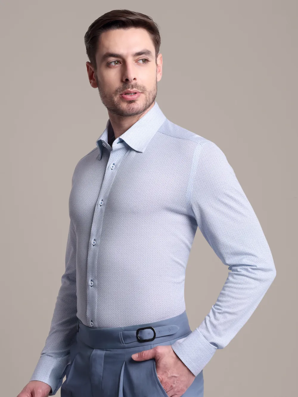 Non-Iron Cotton Stretch Frosty Dews Shirt - Image 4