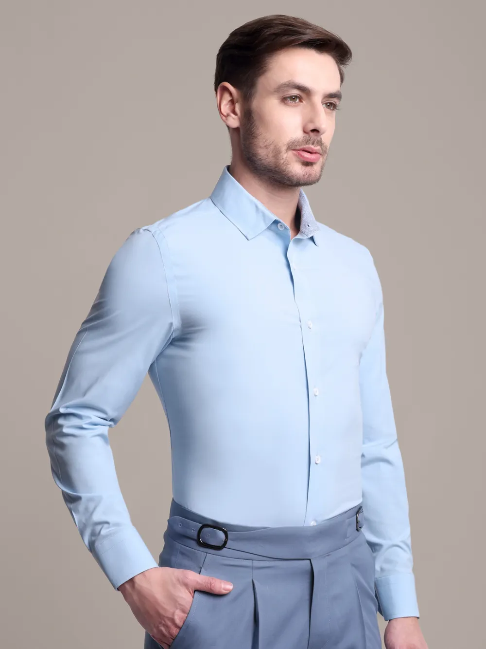 Non-Iron Stretch Bamboo Blue Shirt