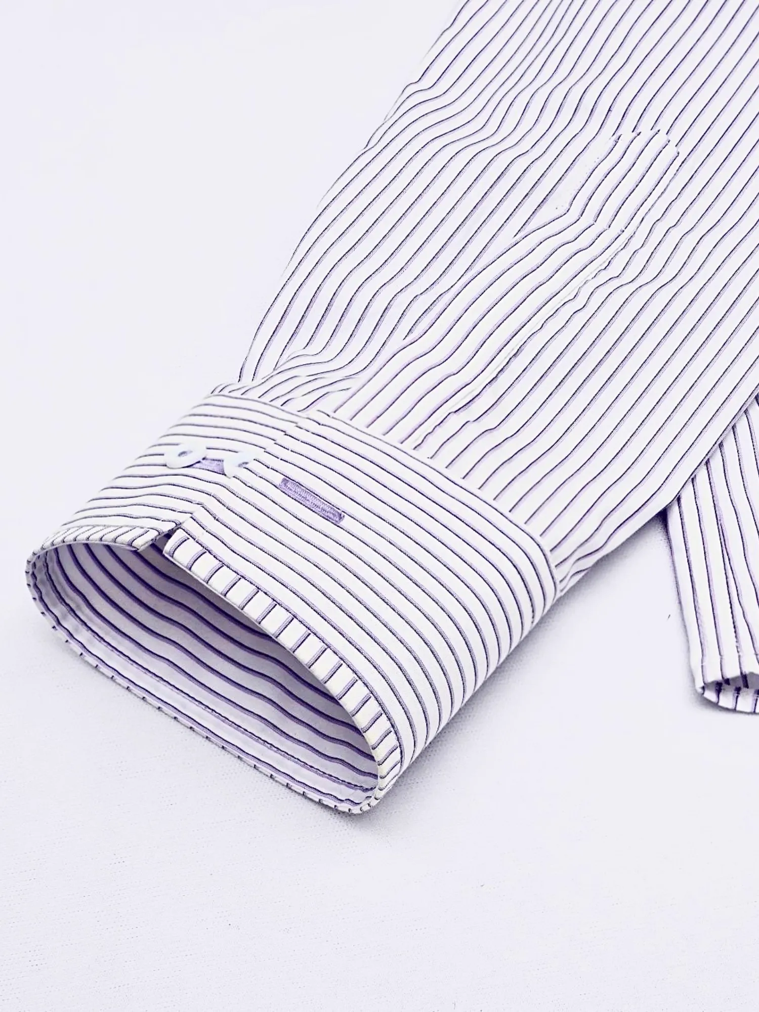 Non-Iron Purple Yarn Dyed Stripe 100% Cotton Shirt - Image 3