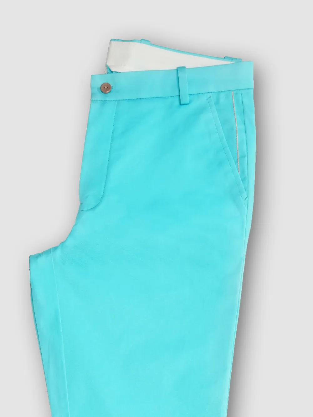 Peach Orange Oxford Shirt and Cotton Turquoise Chino Pair - Image 11