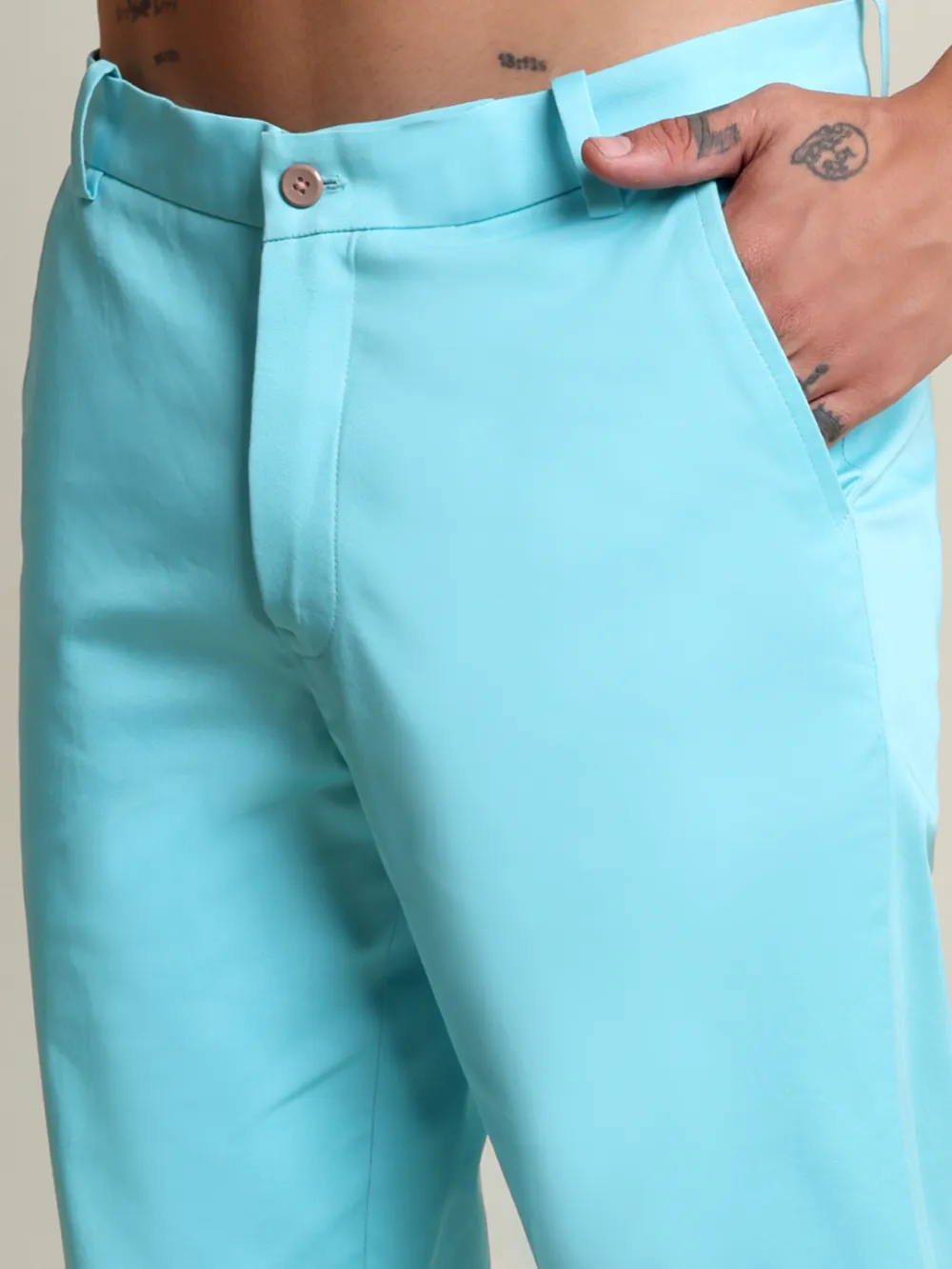 Peach Orange Oxford Shirt and Cotton Turquoise Chino Pair - Image 10