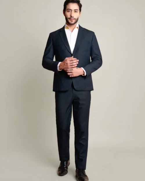 Luxury Premium Viscose Suit with Dobby Weave – Turquoise and Black