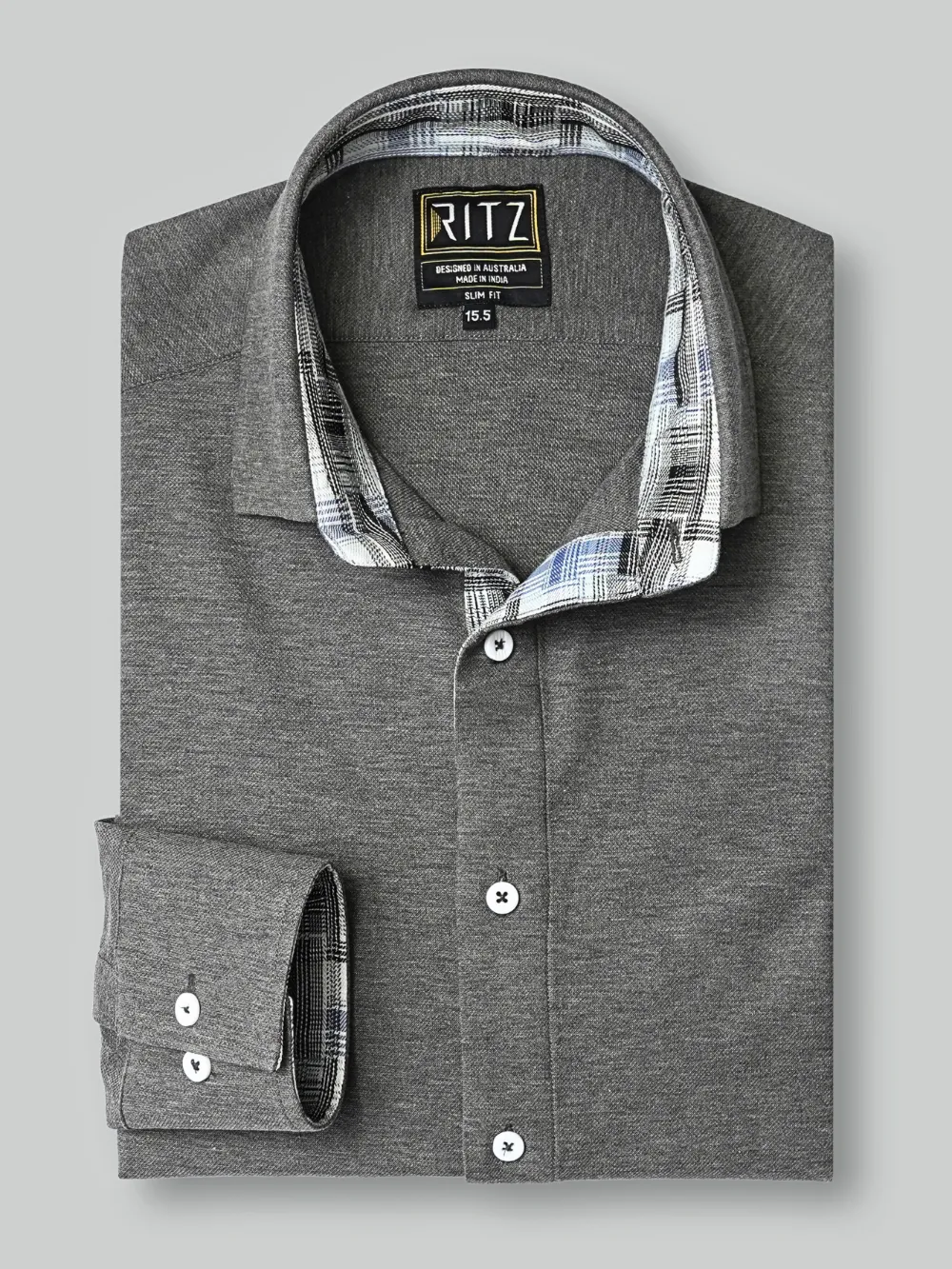 Pure cotton Extra stretch Shirt and Viscose Grid Trousers Designer Pair - Image 7