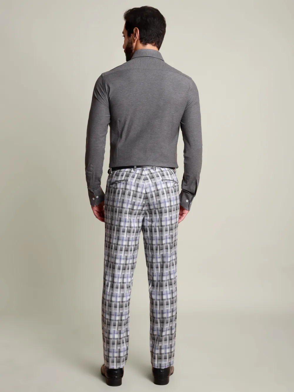 Pure cotton Extra stretch Shirt and Viscose Grid Trousers Designer Pair - Image 3