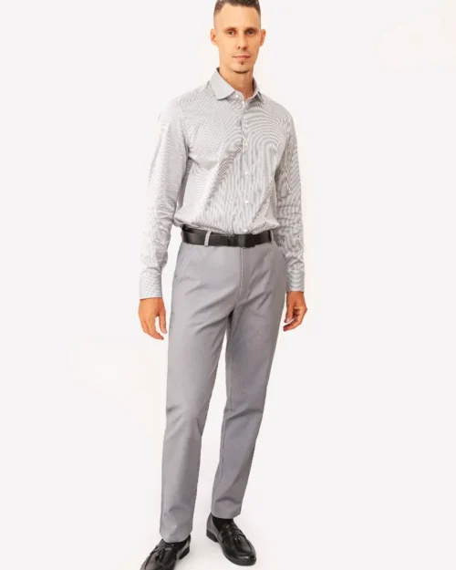 Pure cotton Gray Striped Shirt and Gray Cotton Chino Designer Pair