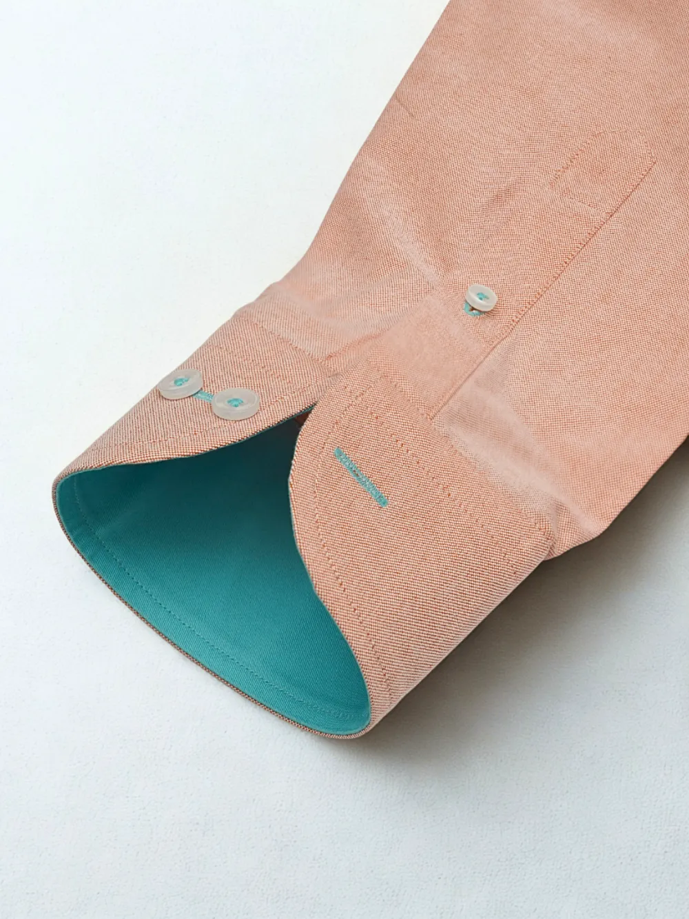 Peach Orange Oxford Shirt and Cotton Turquoise Chino Pair - Image 9