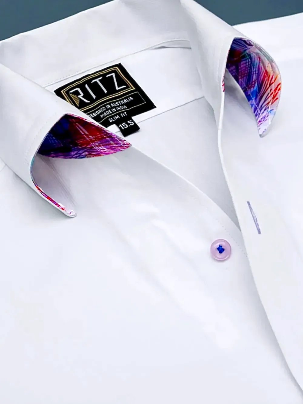 Signature Satin California Collar Shirt- Feathers