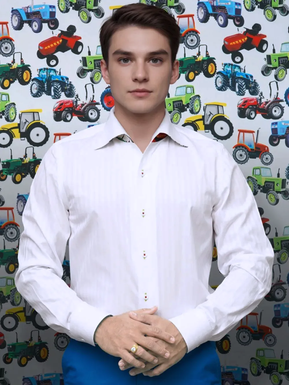Signature Satin California Collar Shirt- Tractors