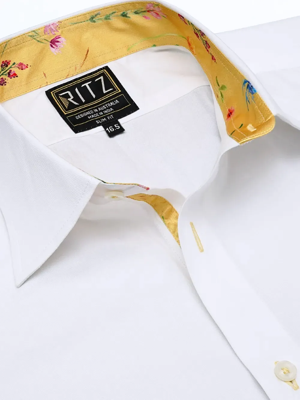 White Shirt with Signature Satin Accent - Sienna