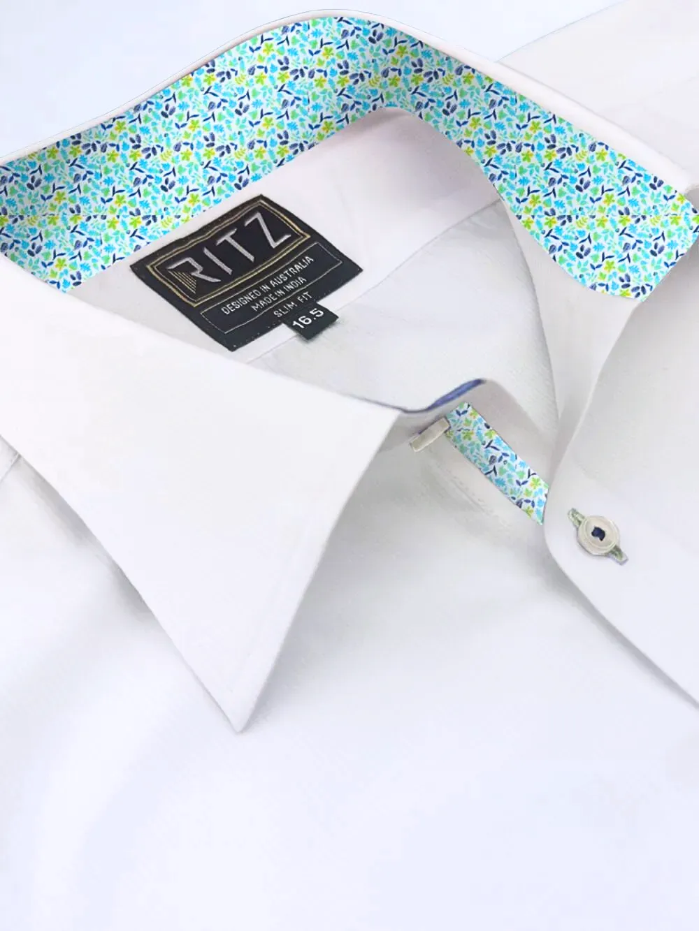 White Shirt with Signature Satin Accent - Petals