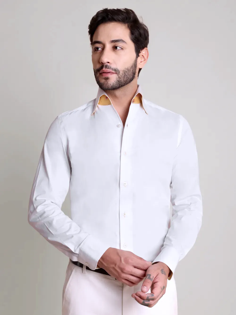 Signature Satin One Piece California Collar Shirt- Sienna