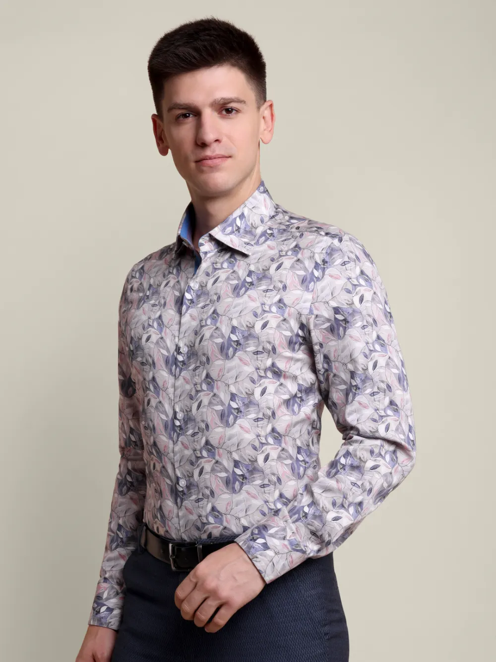 Pure Cotton Floral Shirt - Plain Weave