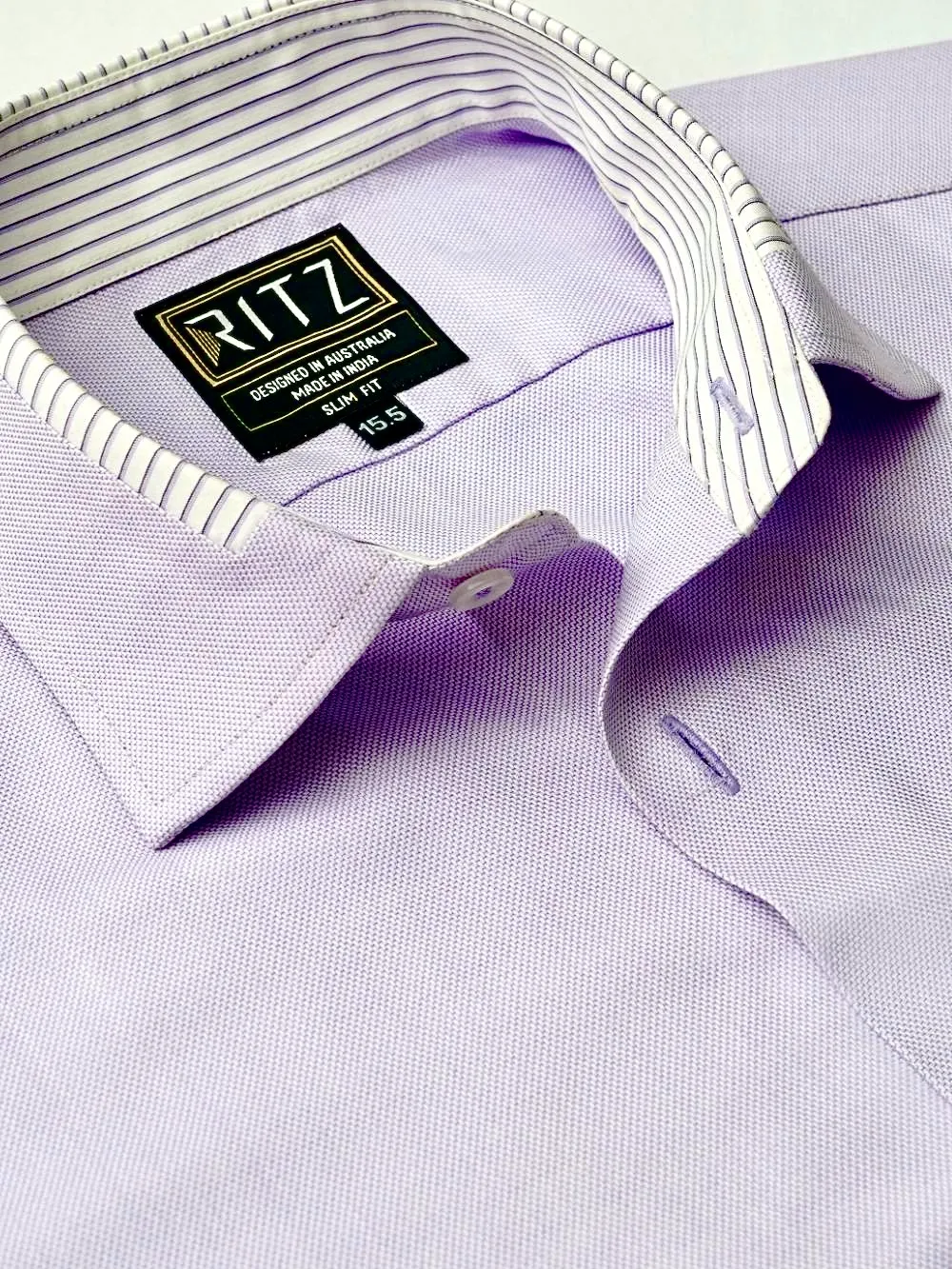 Non-Iron 100% Cotton Light Purple Shirt - Twill Weave