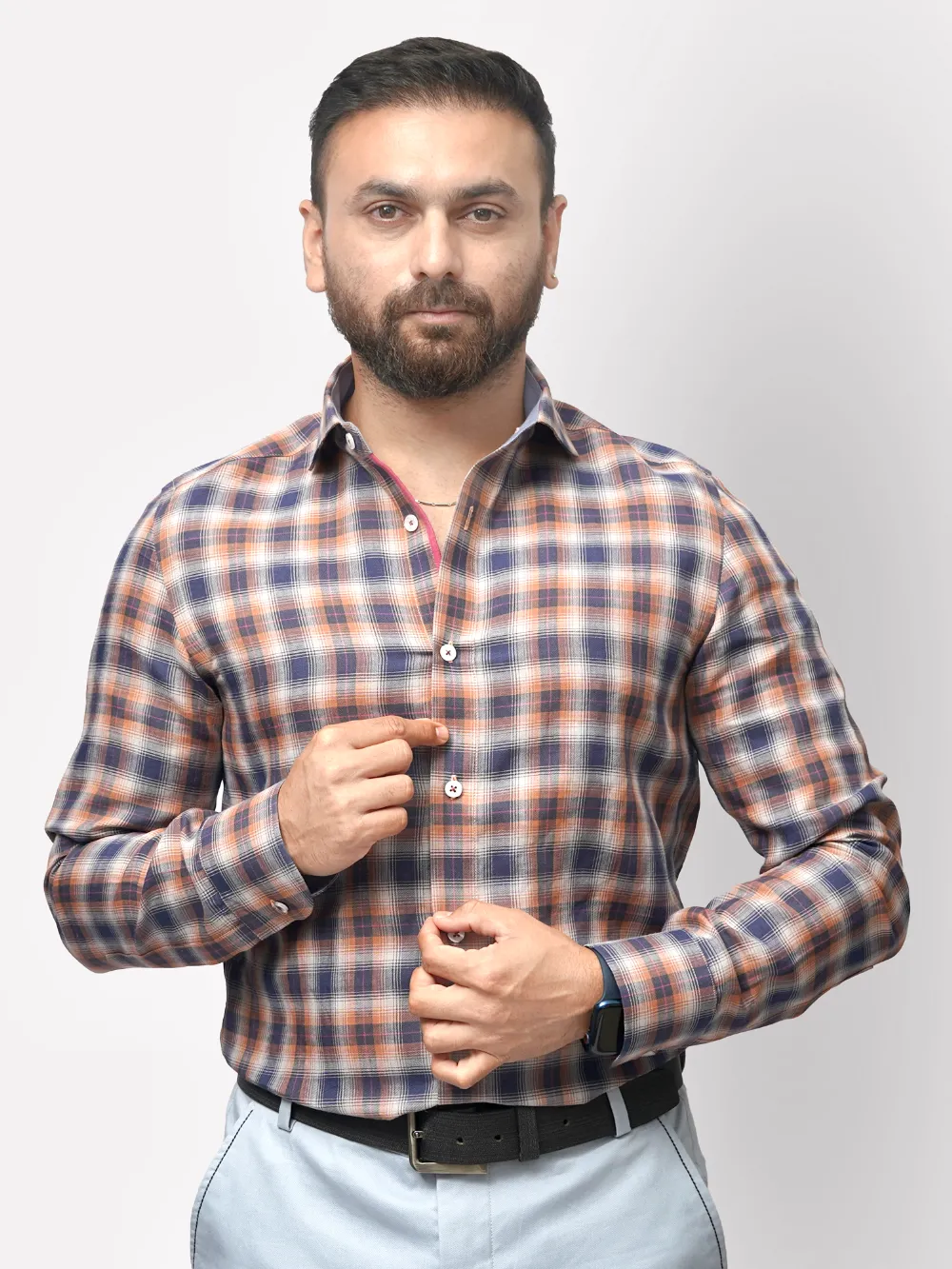 Navy Blue And Grey, Sustainable - Pure Hemp Shirt - Image 4