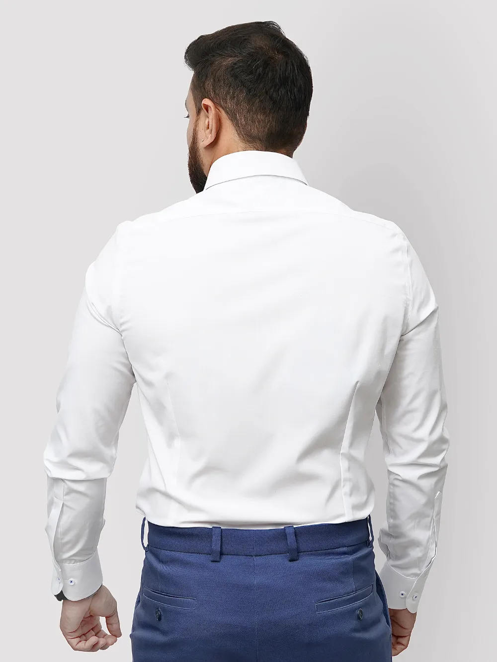 Non-Iron Stretch White Shirt with a Blend of Bamboo Fibre - Image 5