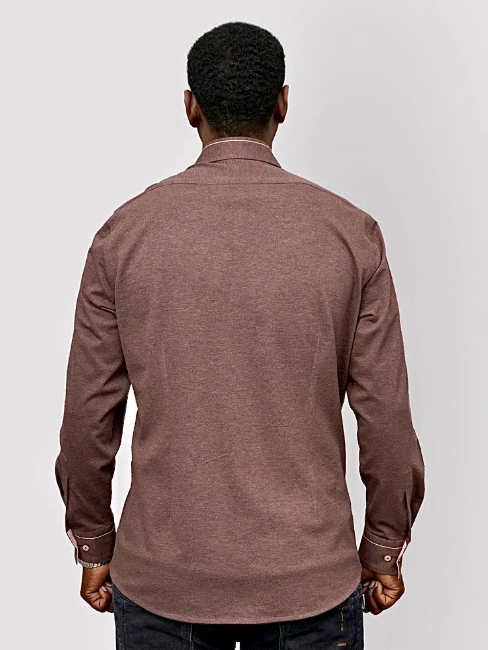 Non-Iron stretch Mocha Rose Shirt - Piqué Knit Weave - Image 5