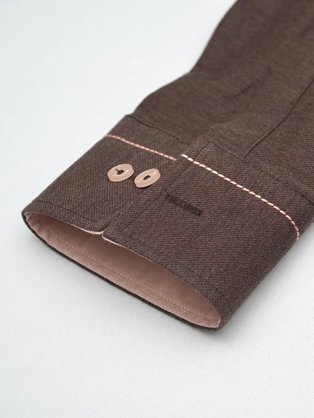 Non-Iron stretch Mocha Rose Shirt - Piqué Knit Weave - Image 3