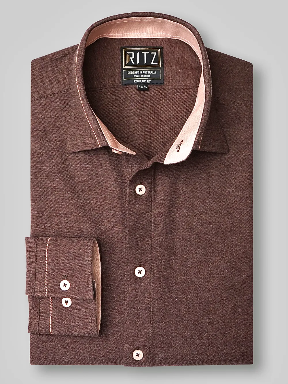 Non-Iron stretch Mocha Rose Shirt - Piqué Knit Weave - Image 2