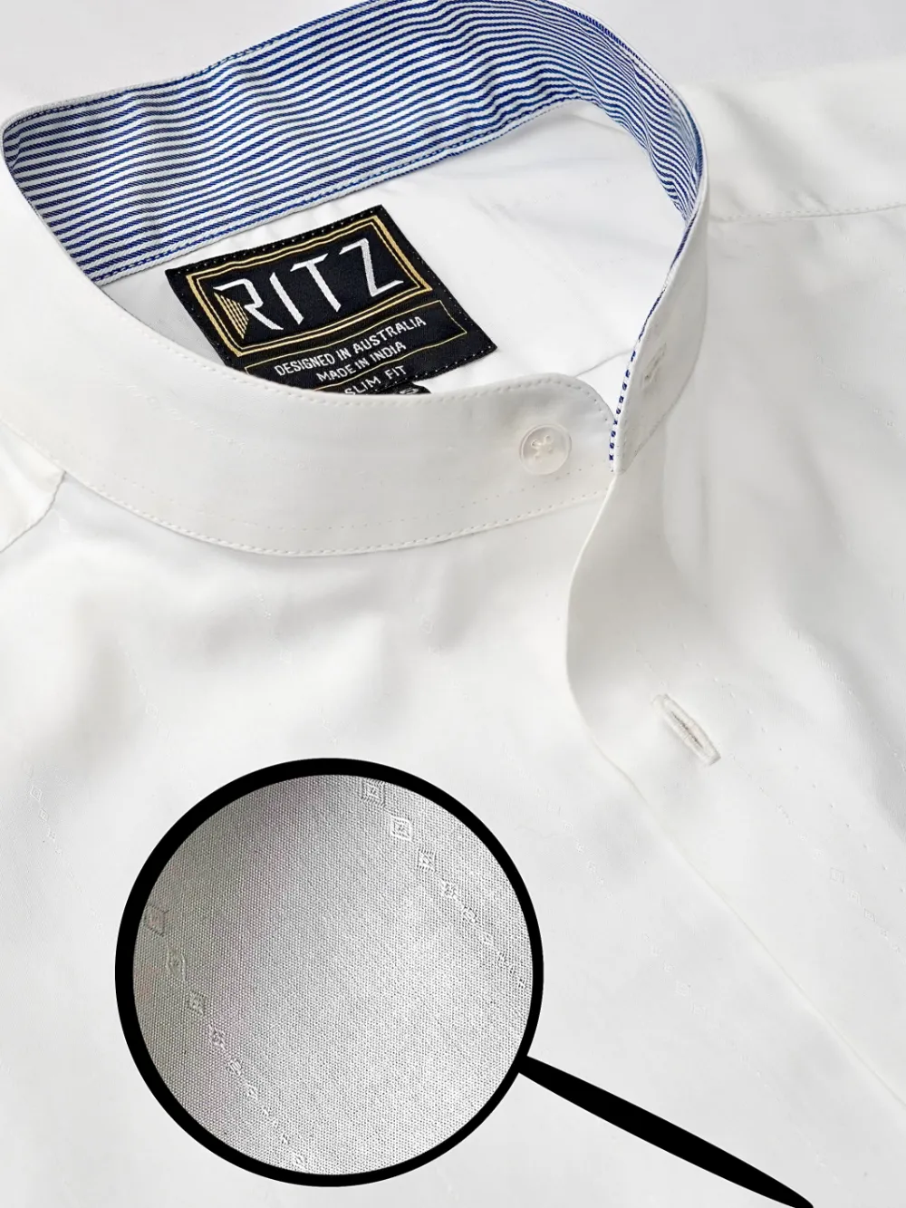 Non-Iron 100% Cotton White Shirt - Diamond Weave