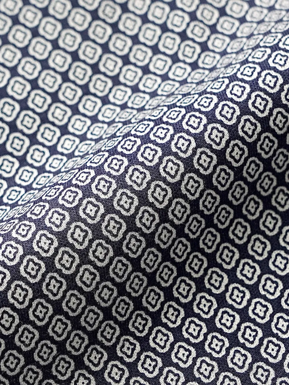 Non-Iron Stretch Cotton Navy Diamond Print Shirt - Image 7