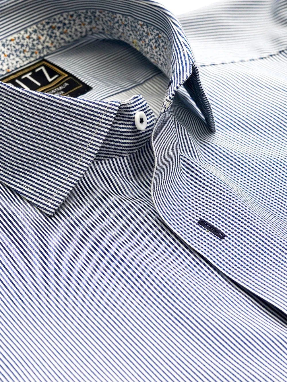 Non-Iron Cotton Striped Shirt - Herringbone Weave