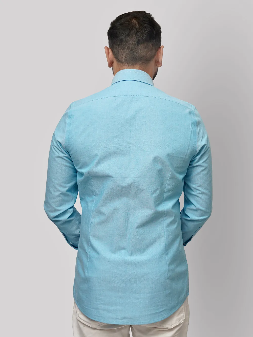 Oxford Button down Collar Shirt - Aquamarine - Image 5